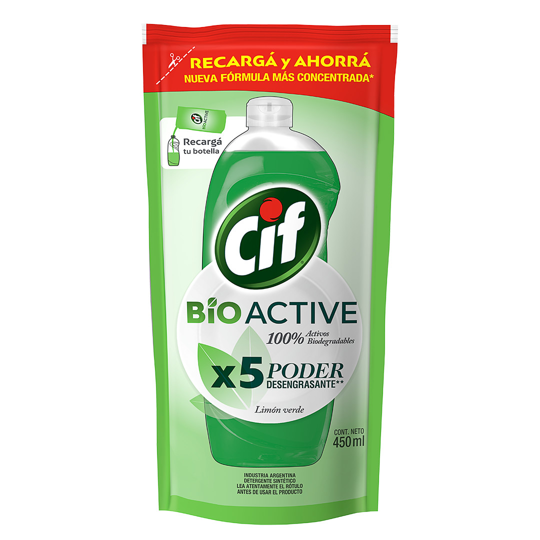 Cif Active Gel Detergente Lavavajilla Concentrado Limón Verde