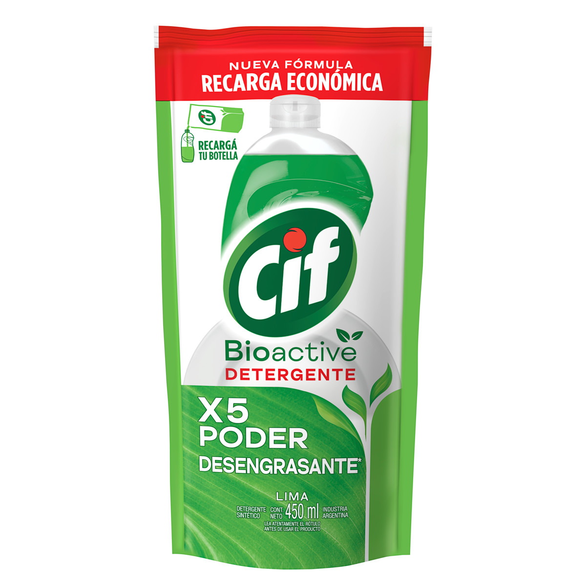 Cif Active Gel Detergente Lavavajilla Concentrado Limón Verde