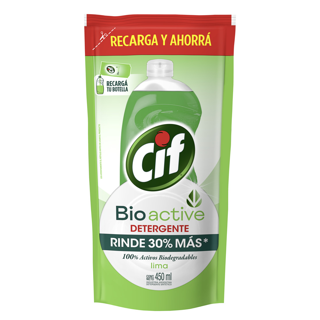 Cif Active Gel Detergente Lavavajilla Concentrado Limón Verde