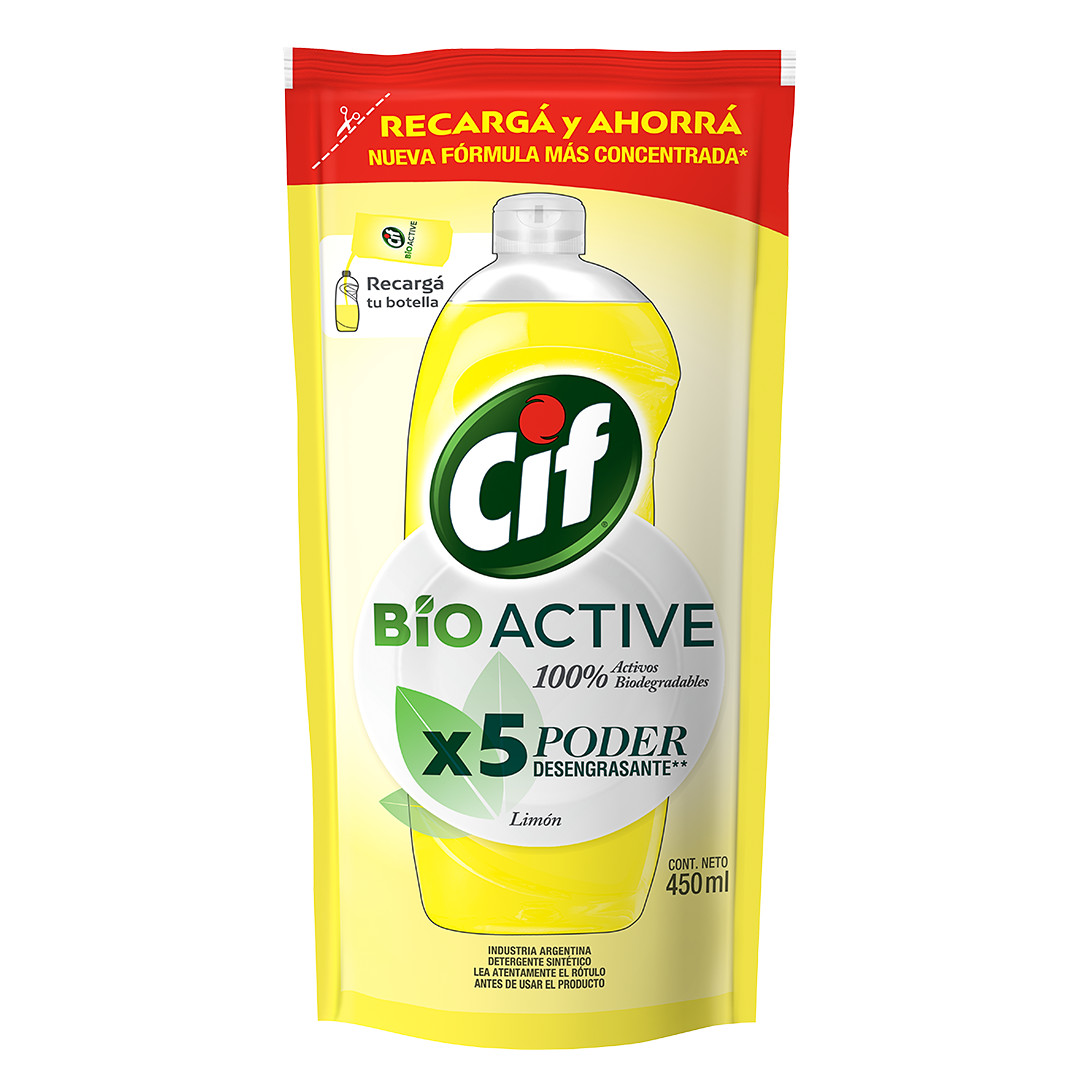 Cif Active Gel Detergente Lavavajilla Concentrado Limón