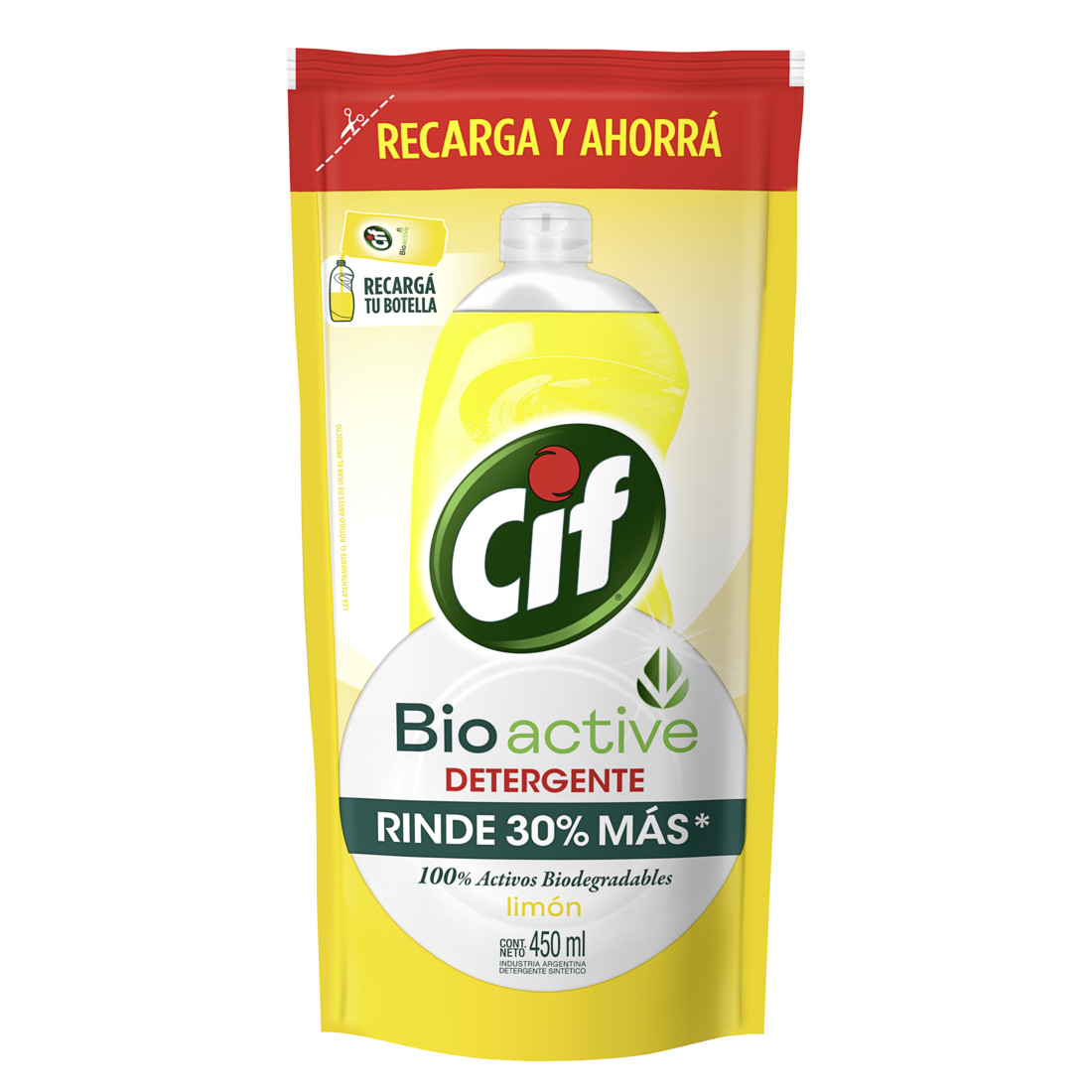 Cif Active Gel Detergente Lavavajilla Concentrado Limón 