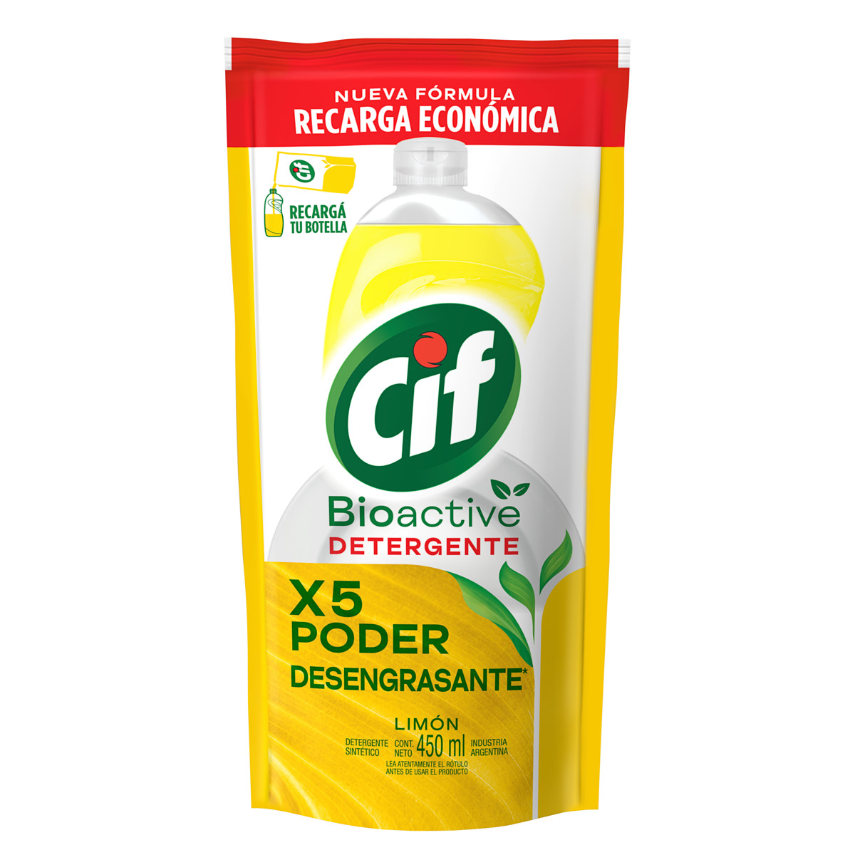 Cif Active Gel Detergente Lavavajilla Concentrado Limón 