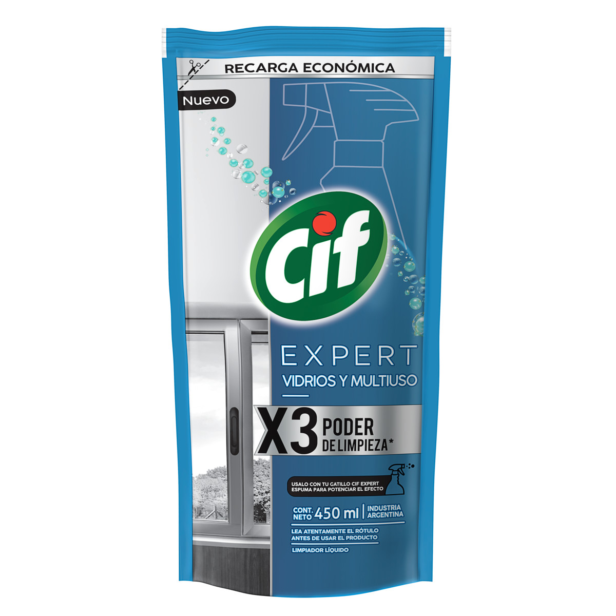 CIF Limpiador Líquido Repuesto Económico Vidrios y Superficies Delicadas